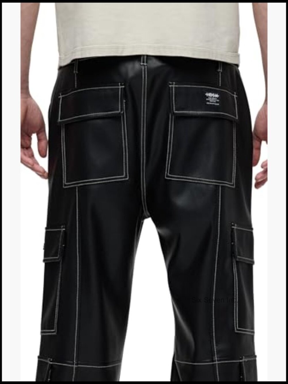 Men's Baggy Cargo Pant in Vegan Leather - Picture 5 of 7